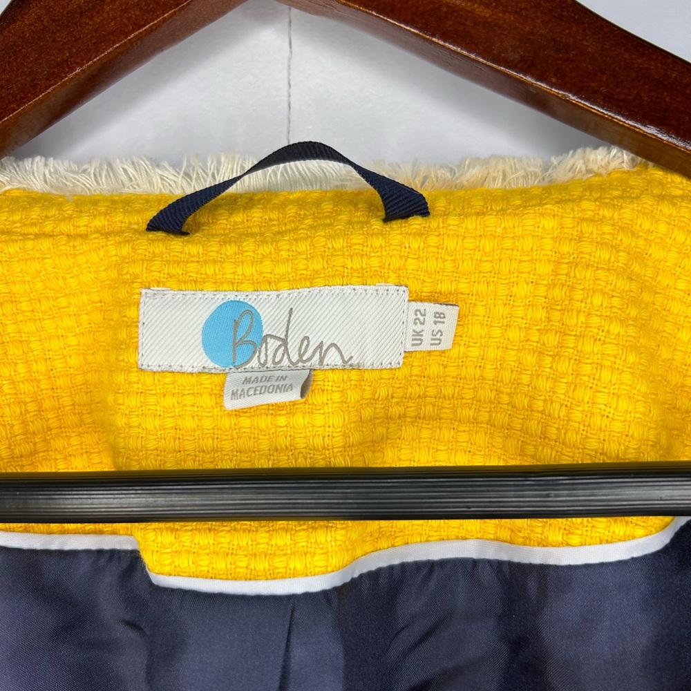 Boden Yellow Textured Blazer with White Trim - Picture 2 of 4
